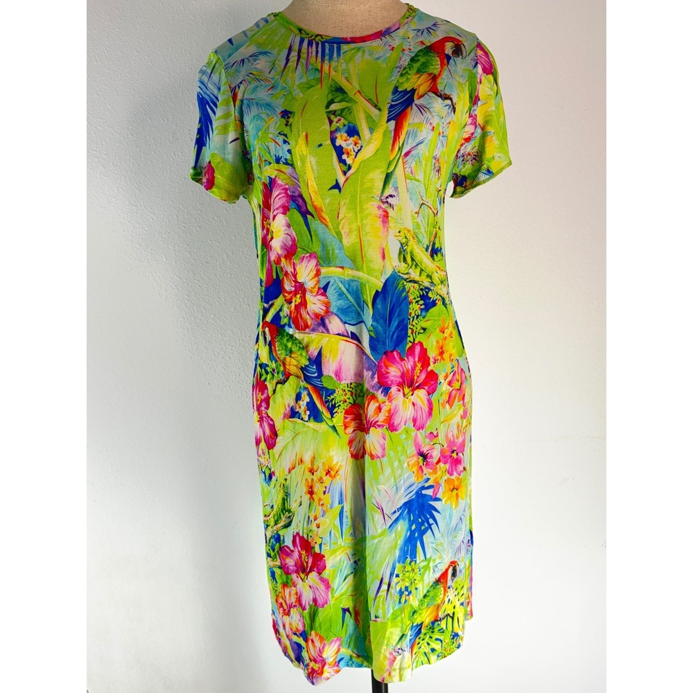 Polo Ralph Lauren Bold Tropical Hawaiian Tshirt Dress Small 100% Modal Vacation